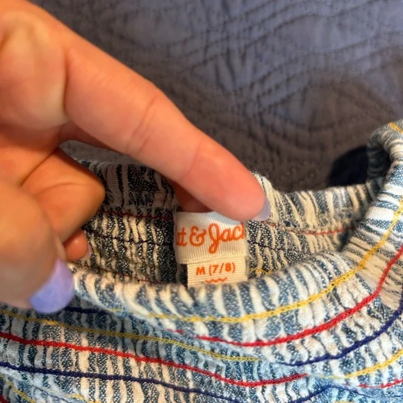 Striped Blue and White Kids Dress - Picture 2 of 3